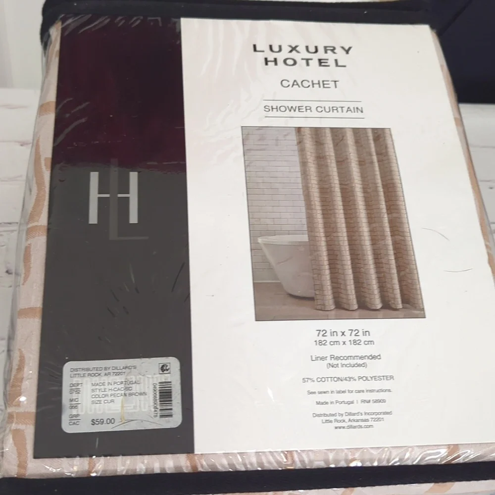 NWT Shower Curtain with Beige and Tan Geometric Design (72x72)